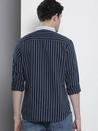 The Indian Garage Co Men Slim Fit Opaque Striped Cotton Casual Shirt