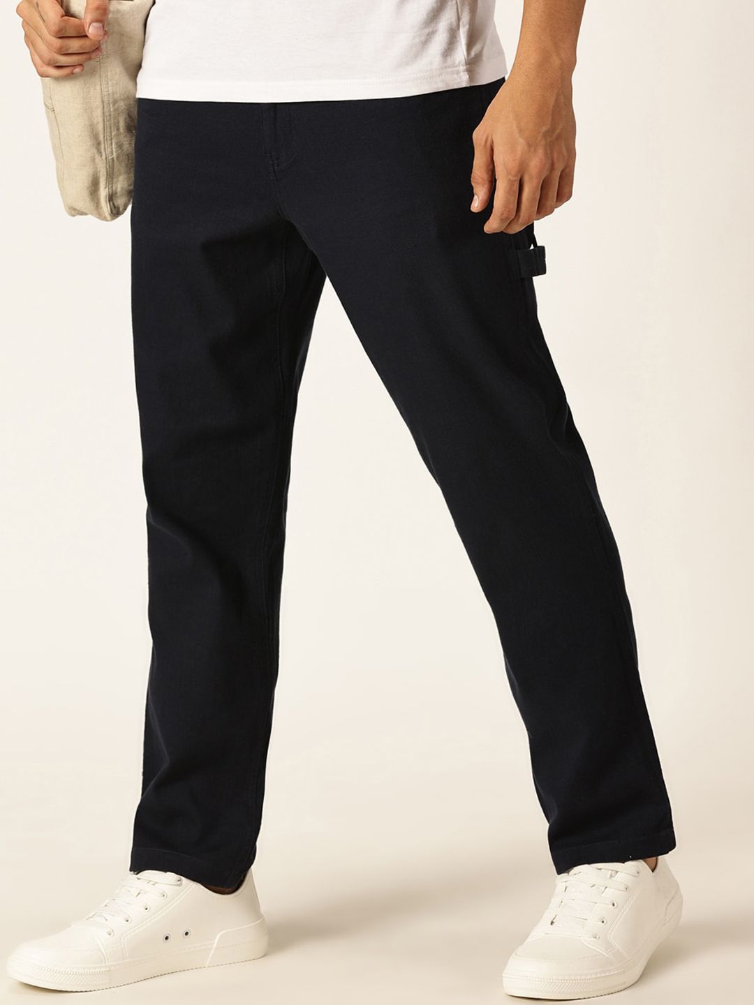Thomas Scott Men Urban Regular Fit Mid-Rise Easy Wash Linen Chinos Trousers