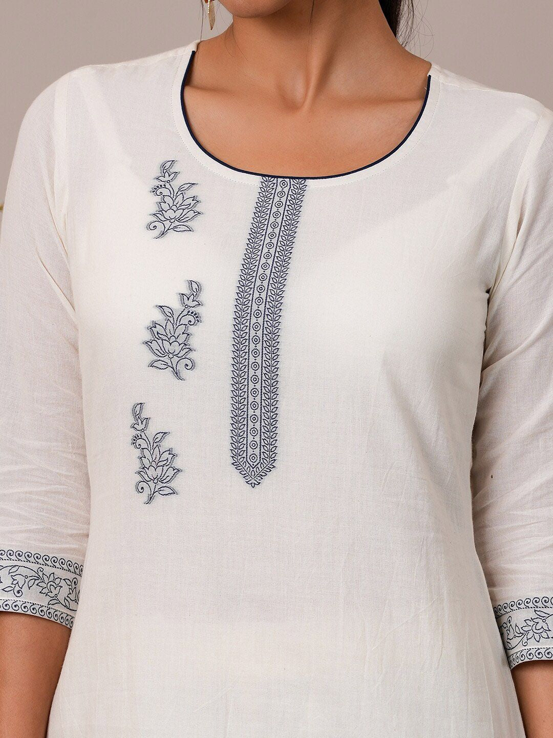 Libas Woven Design Regular Pure Cotton Kurta with Trousers &  Dupatta