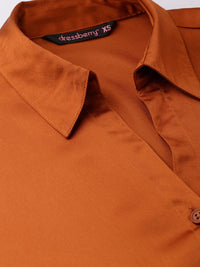 DressBerry Rustic Reverie Tie & Thrive Satin Shirt