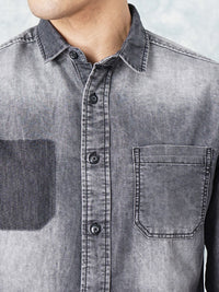 The Indian Garage Co Men Charcoal Black Faded Casual Shirt