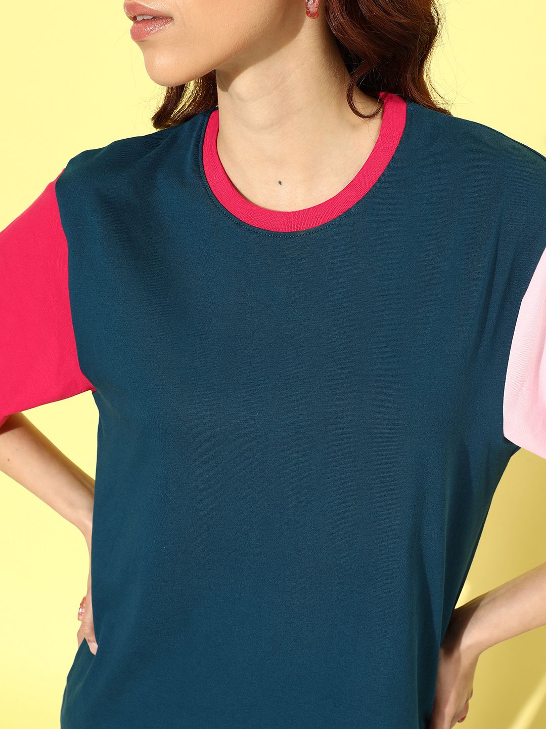 DILLINGER Women Colourblocked Oversized T-shirt