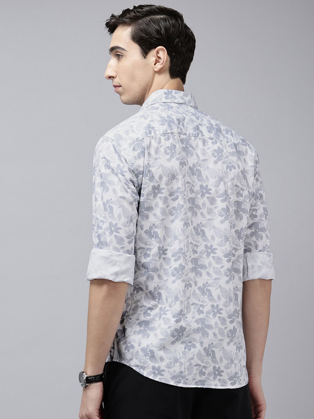 Park Avenue Pure Cotton Slim Fit Floral Printed Casual Shirt