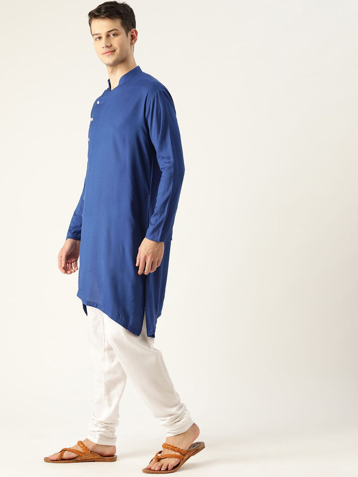 SOJANYA Lelaki Biru Solid Kurta Lurus
