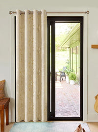 URBAN SPACE Beige Floral Printed Black Out Long Door Curtain