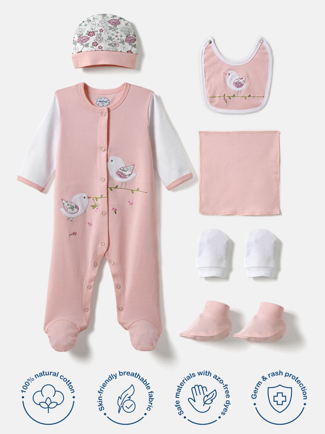 Pek Bayi Nauti Nati 6 Set Hadiah Pakaian Bayi Kapas Tulen