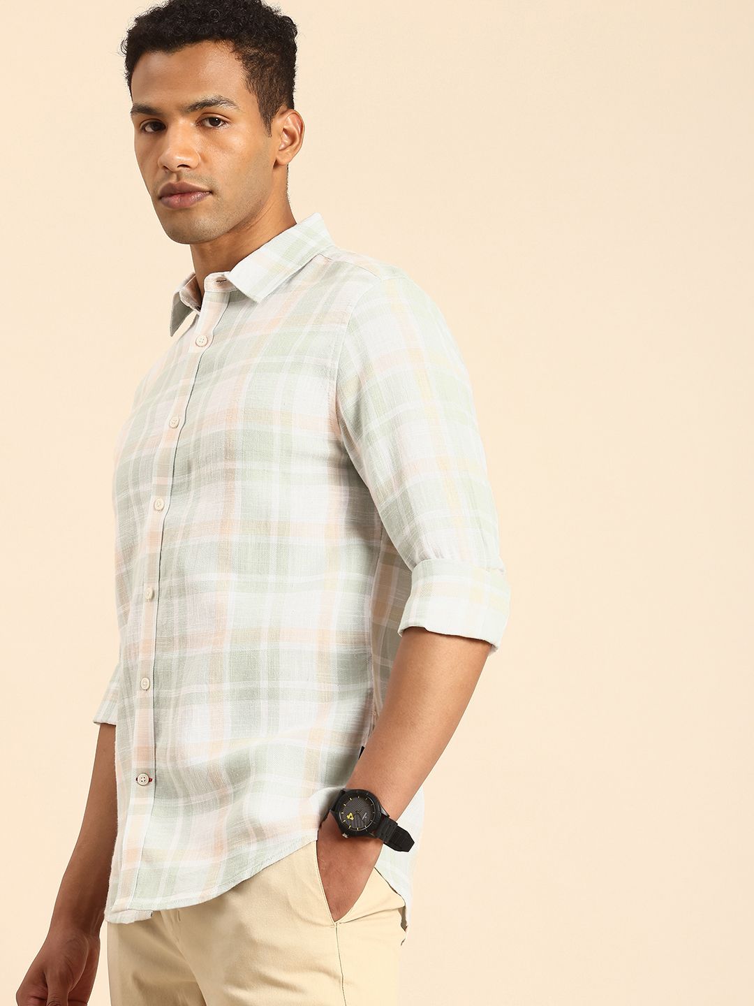 Being Human Pure Cotton Slim Fit Checked Casual Shirt