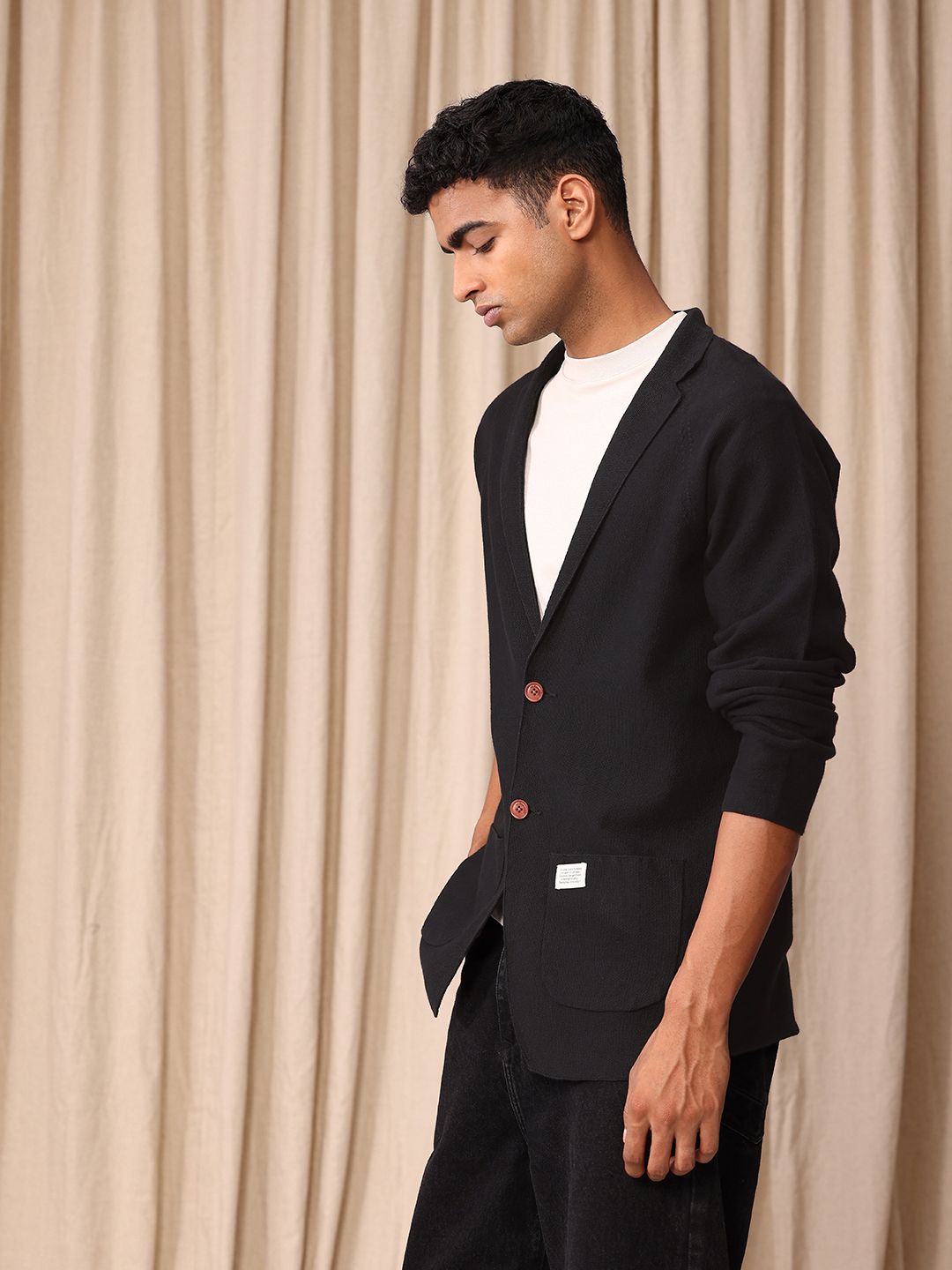 Mr Bowerbird Self Design Tailored Fit Single-Breasted Casual Blazer