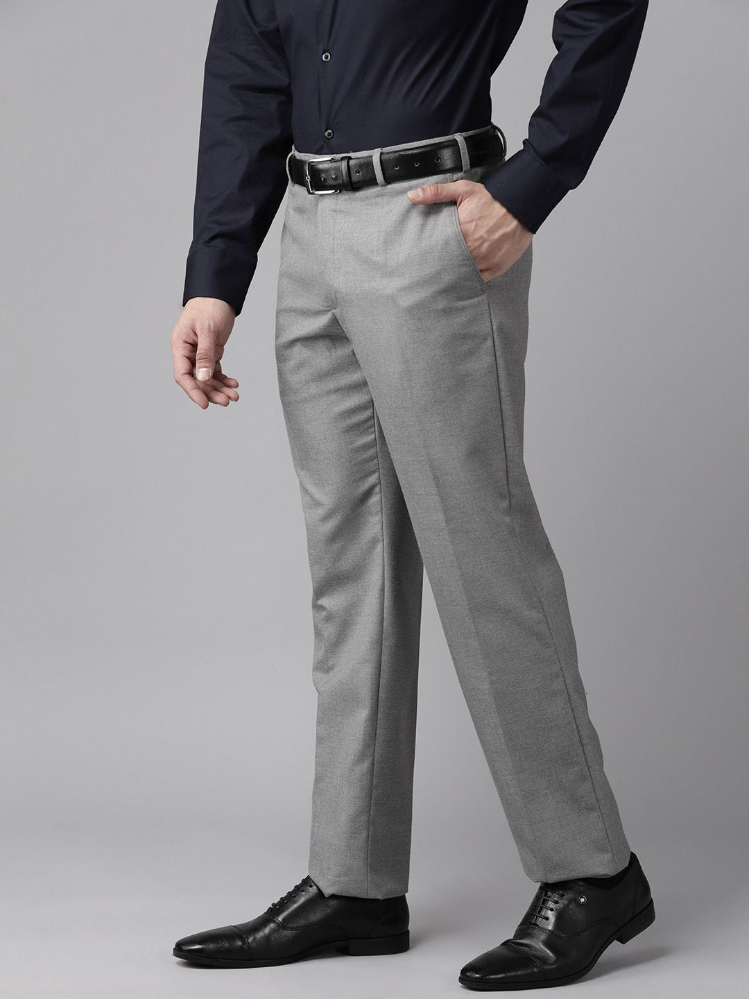 Park Avenue Men Solid Smart Fit Low-Rise Formal Trousers
