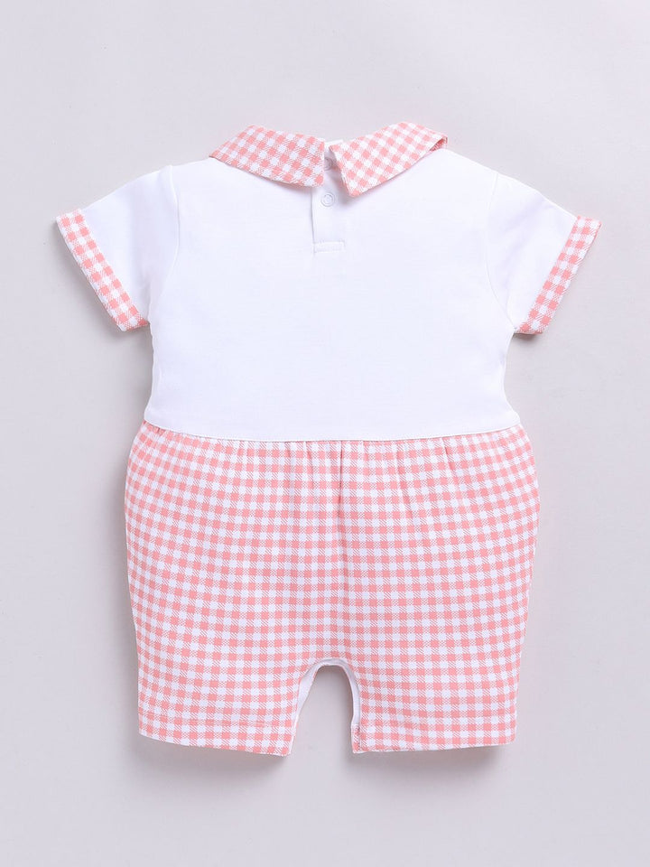 Moms Love Infant Boys Checked Pure Cotton Party Romper