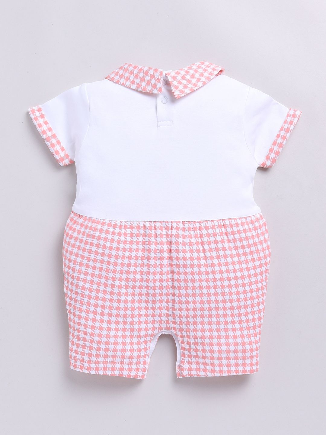 Moms Love Infant Boys Checked Pure Cotton Party Romper