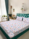 Myntra Elegant Homes White Floral 300 TC King Bedsheet with 2 Pillow Covers