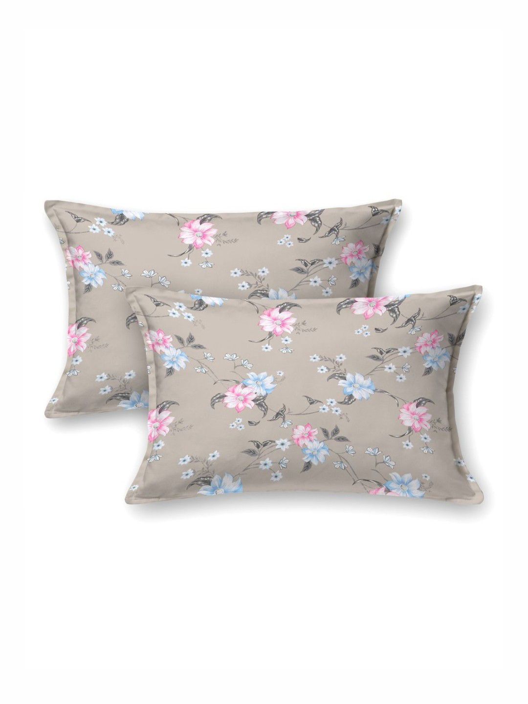 BOMBAY DYEING Florentine Grey Printed Pure Cotton 144 TC Queen Bedsheet Set 2.28 X 2.54 m