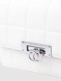 Lino Perros Women Off White Solid Quilted Structured Sling Bag