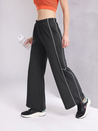 HRX by Hrithik Roshan Women Contrast Piping Rapid-Dry Flared Training Track Pants