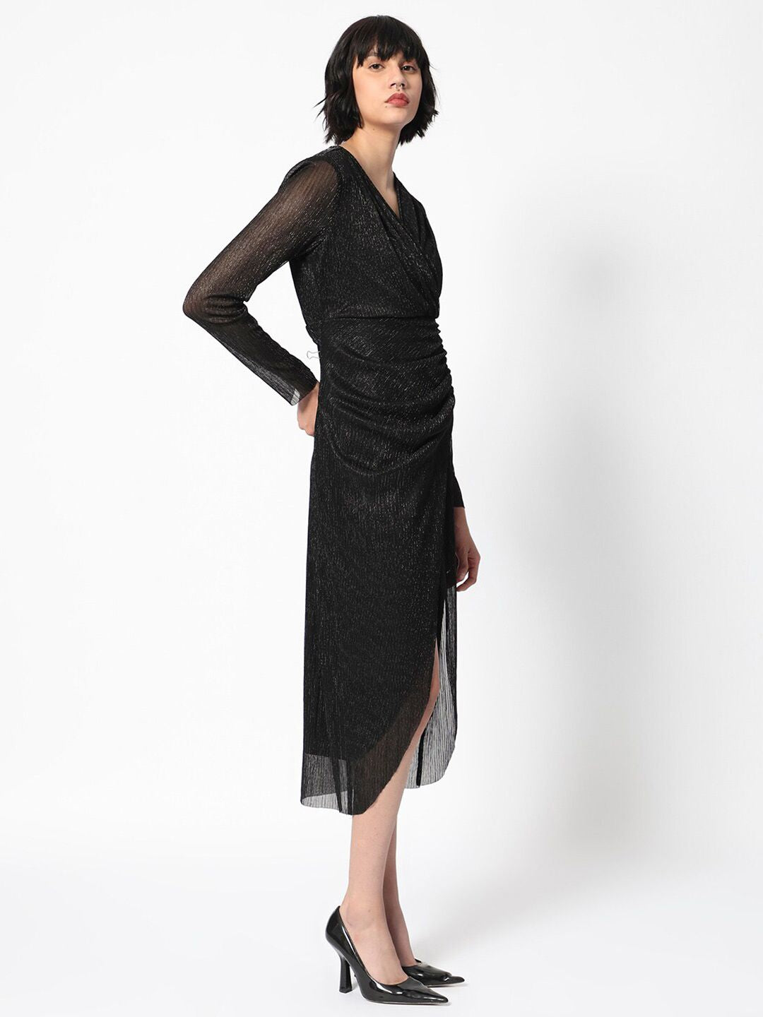 RAREISM Self Design Wrap Midi Dress