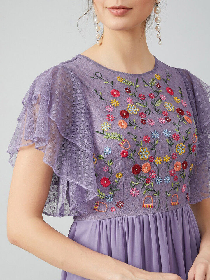 Athena Purple Floral Printed Maxi Dress