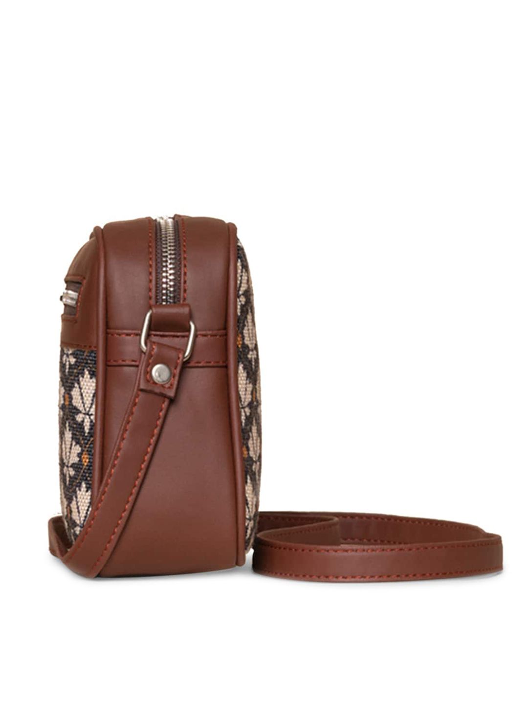 ZOUK Black Floral Printed Structured Sling Bag