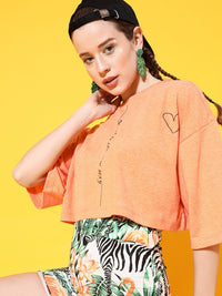 STREET 9 Women Bright Orange Solid Tshirt