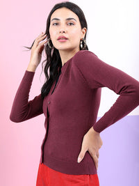 Tokyo Talkies Women Maroon Cardigan