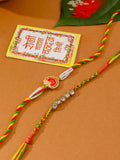 NVR Unisex Set of 2 Religious Multicolor Artificial Stones Thread Rakhi With Roli Chawal