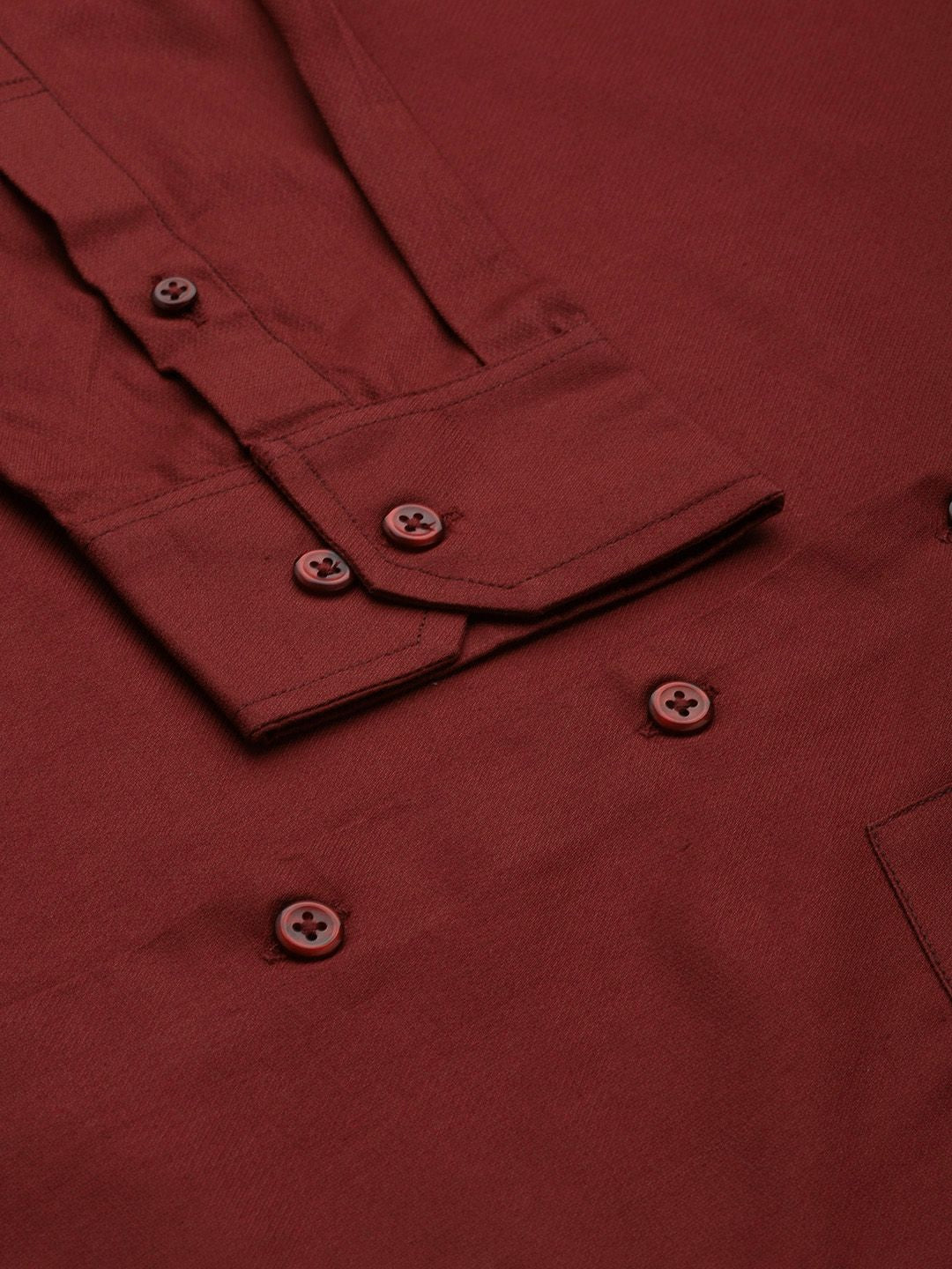 Hancock Men Burgundy Solid Slim Fit Pure Cotton Formal Shirt