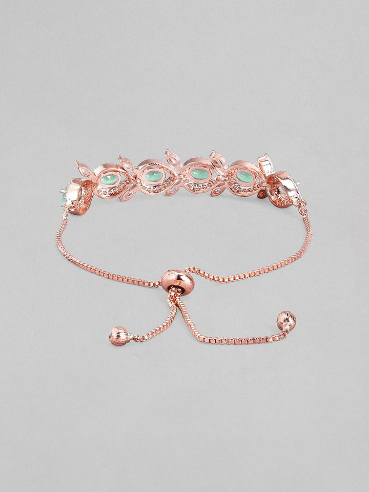 Rubans 18k Rose Gold Green Green Ad & padu Zirkonia Zirkonia Tarik Rantaian Tarik