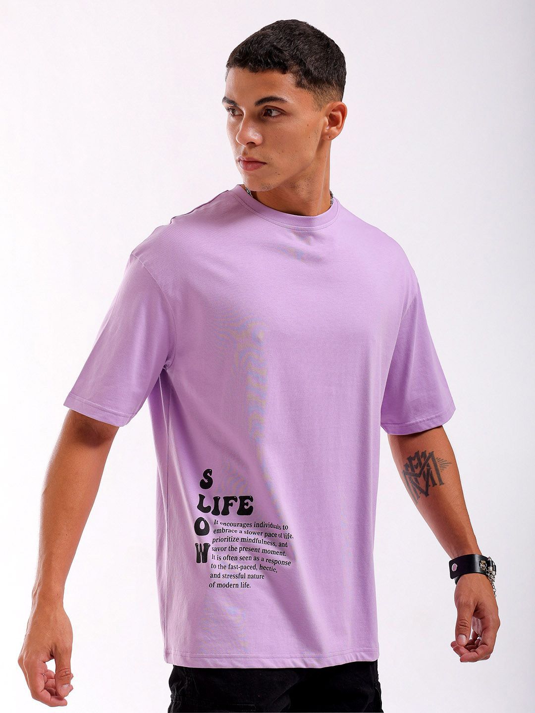 The Indian Garage Co Men Back Printed Round Neck Boxy Oversized T-shirt