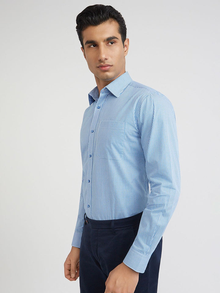 Raymond Slim Fit Gingham Checks Pure Cotton Formal Shirt