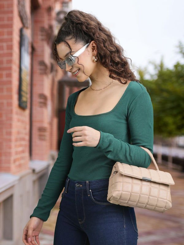 Lino Perros Beige Quilted Satchel