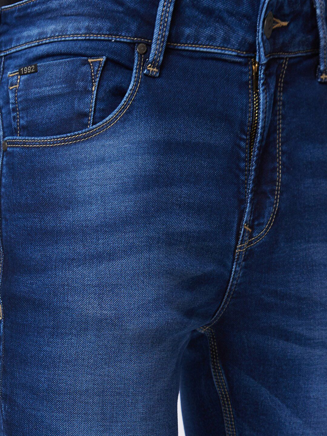 SPYKAR Men Slim Fit Low-Rise Heavy Fade Clean Look Whiskers Cotton Jeans