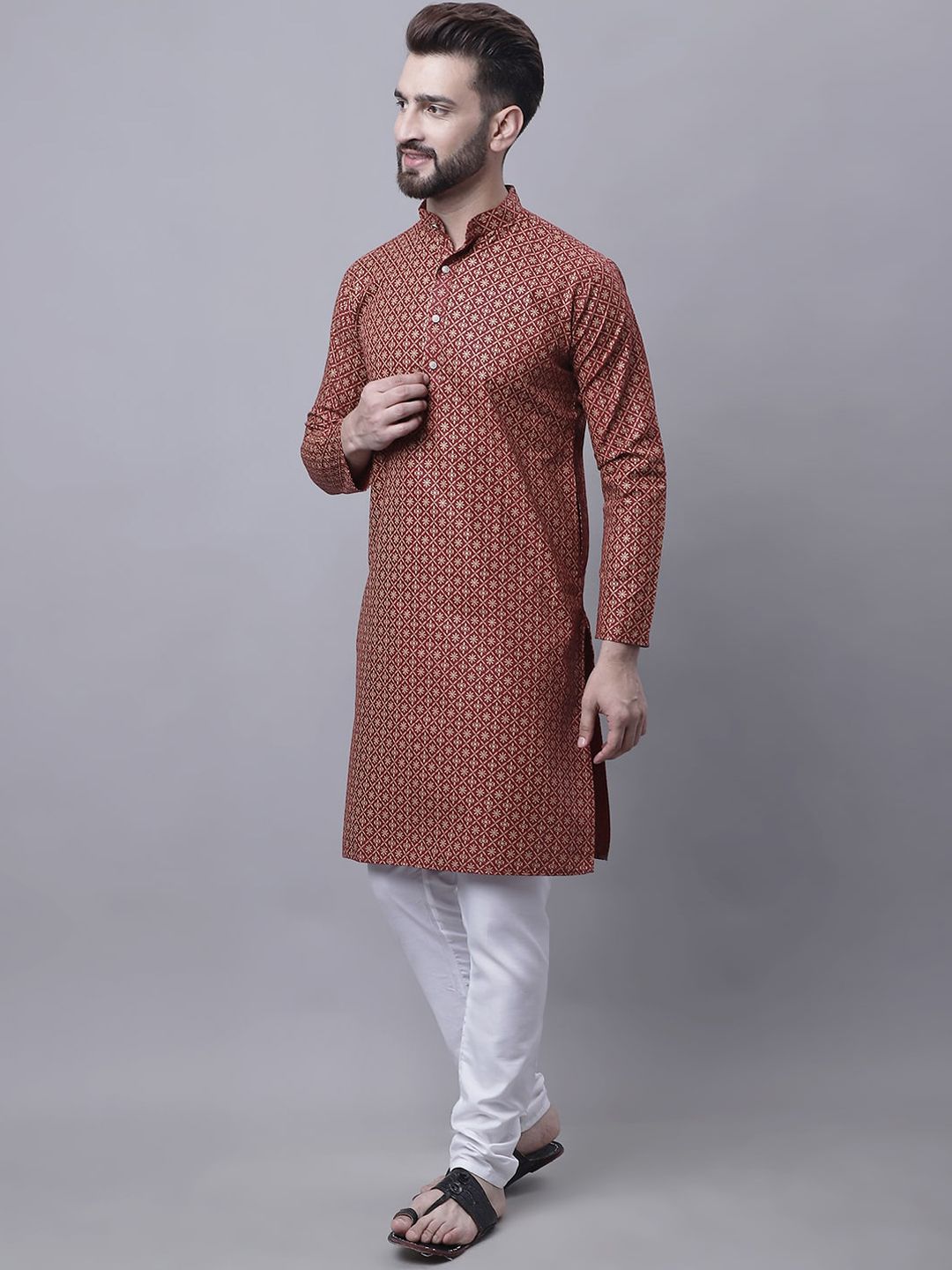 SOJANYA Ethnic Motifs Woven Design Regular Kurta With Pyjamas & With Nehru Jacket