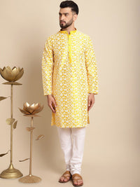 Anouk Floral Embroidered Silk Cotton Kurta With Churidar