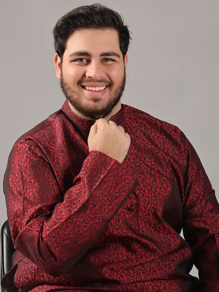 SOJANYA PLUS Plus Size Men Ethnic Motifs Woven Design Straight Kurta With Pyjamas