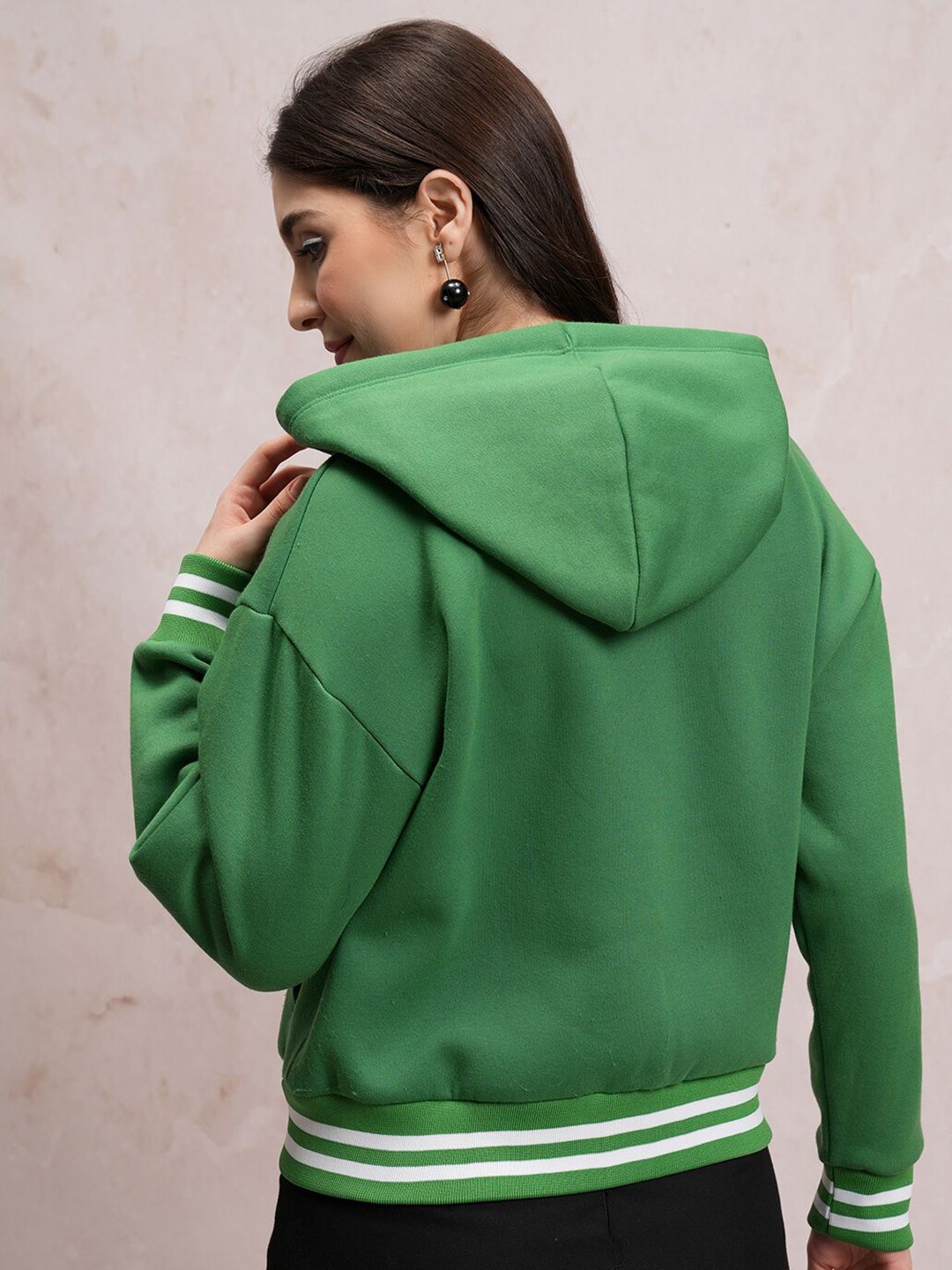 Tokyo Talkies Women Green Varsity Jacket