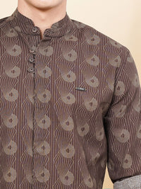 The Indian Garage Co Men Brown & Green Printed Cotton Casual Shirt