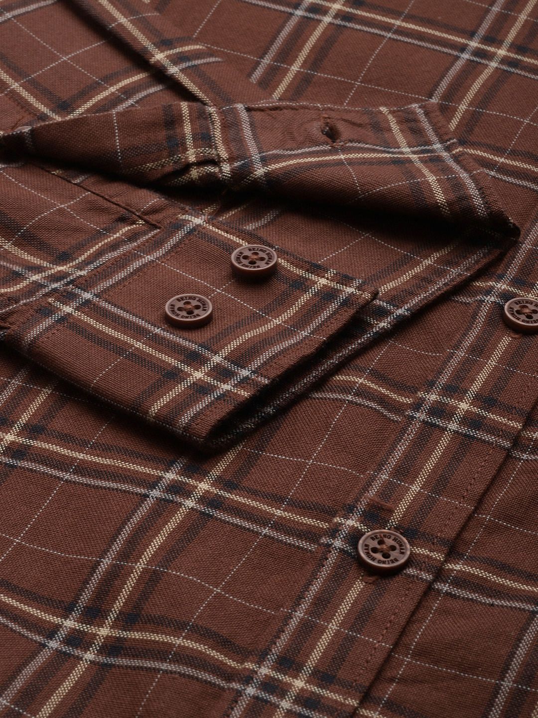 Being Human Pure Cotton Slim Fit Checked Casual Shirt