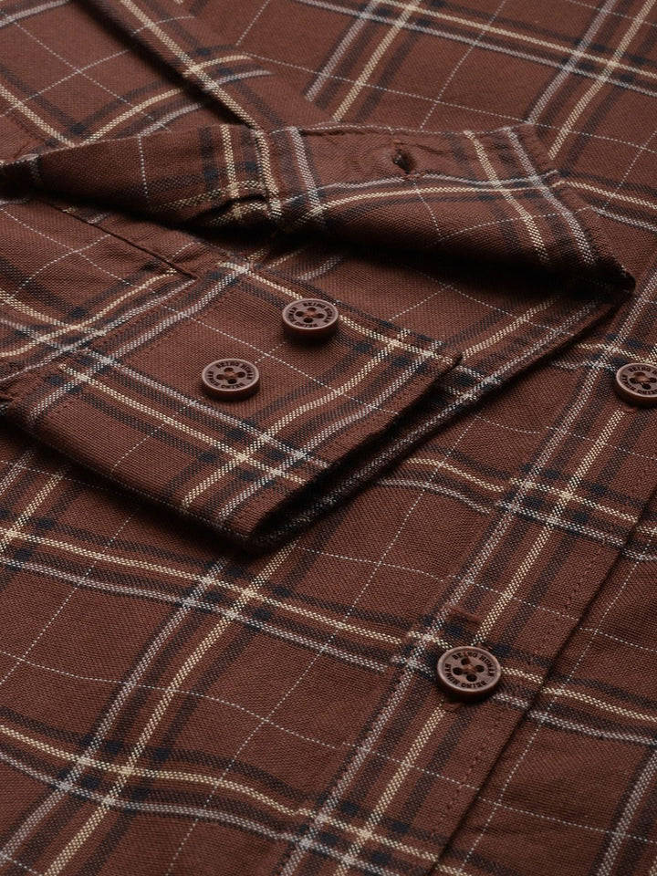 Being Human Pure Cotton Slim Fit Checked Casual Shirt