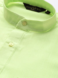 SOJANYA Men Green Solid Straight Kurta