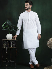 SOJANYA Geometric Embroidered Thread Work Pure Cotton Straight Kurta With Churidar