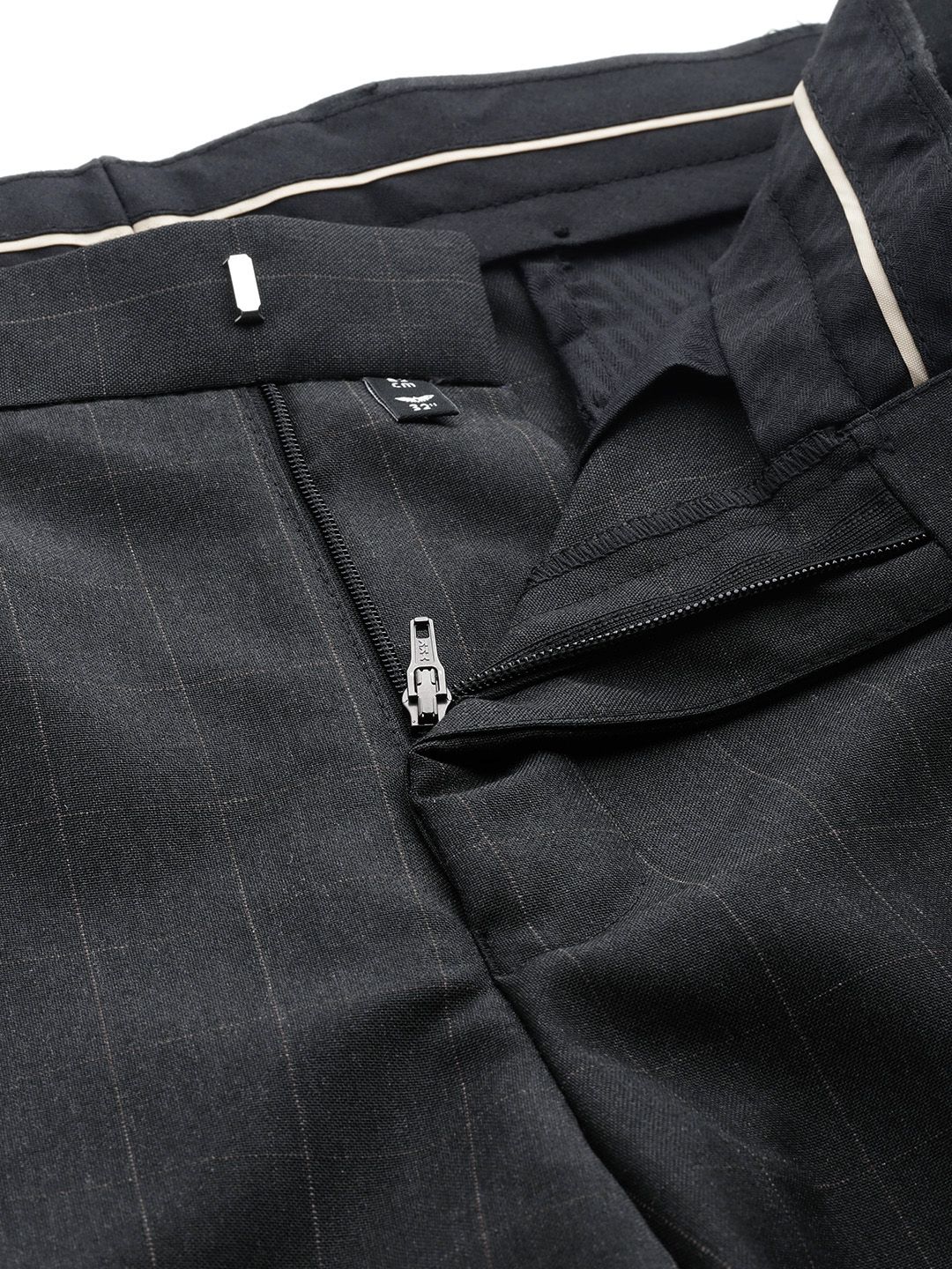 Park Avenue Men Checked Smart Fit Low-Rise Trousers