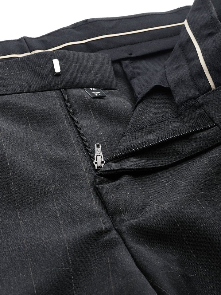 Park Avenue Men Checked Smart Fit Low-Rise Trousers