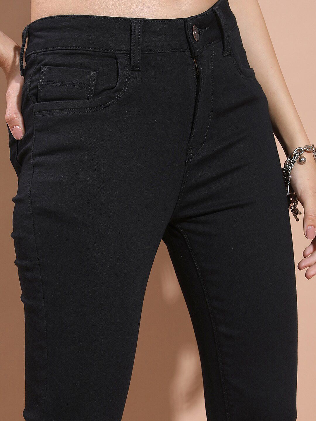 Basics By Tokyo Talkies Women Mid-Rise Slim Fit Clean Look Stretchable Jeans