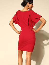 Athena Women Gorgeous Red Solid New Neckline Dress