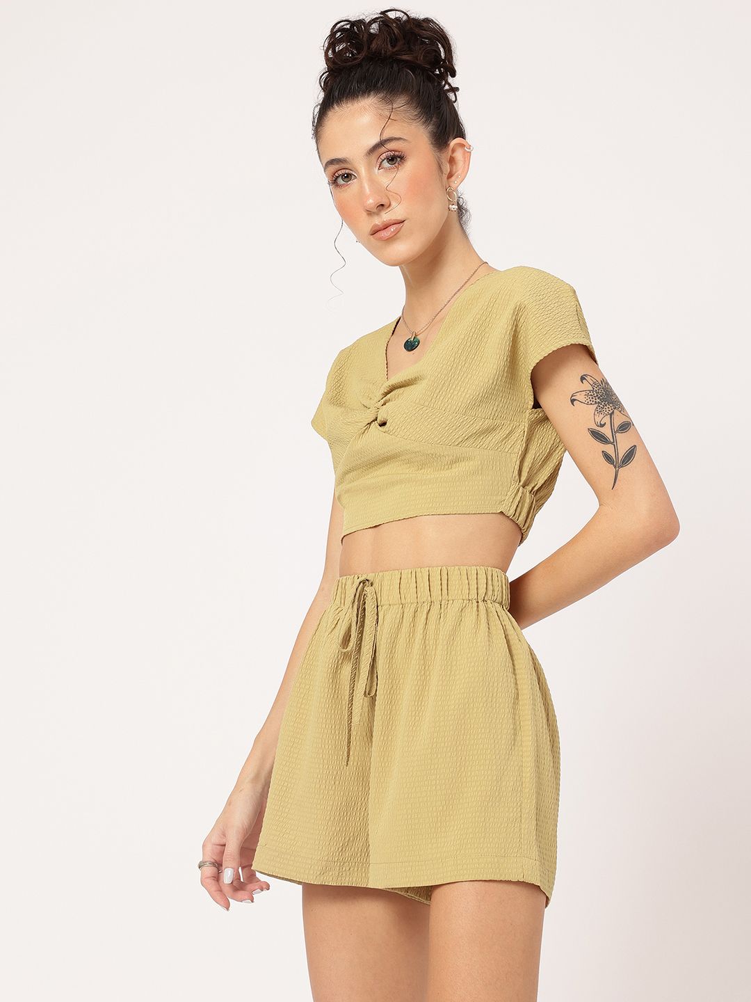 DressBerry Urban Boho Cropped Twisted Seersucker Co-Ords