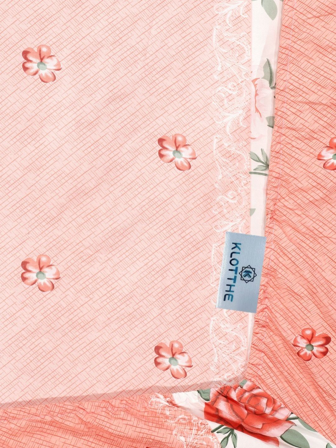 KLOTTHE Pink & Grey Printed 300TC Single Bedsheet & Pillow Cover