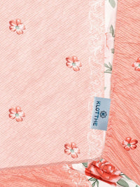 KLOTTHE Pink & Grey Printed 300TC Single Bedsheet & Pillow Cover