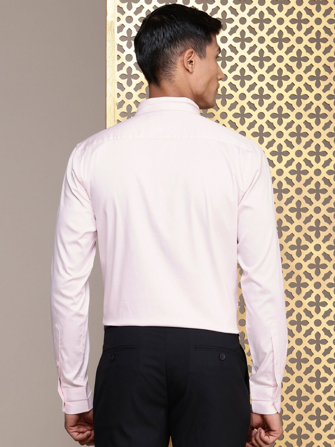 House of Pataudi Self Design Pure Cotton Opaque Party Shirt
