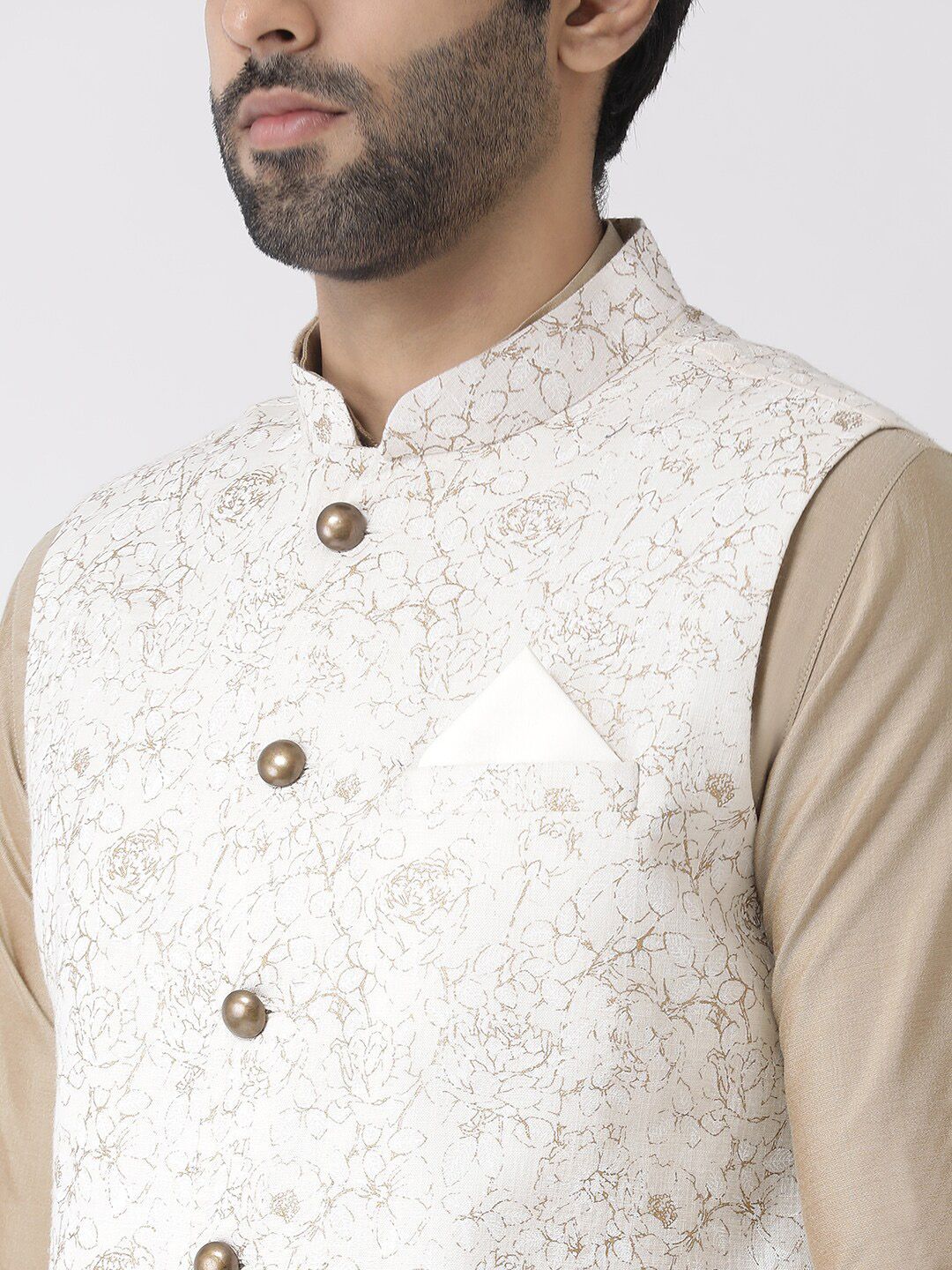 KISAH Men Printed Zari  Regular Fit Nehru Jacket
