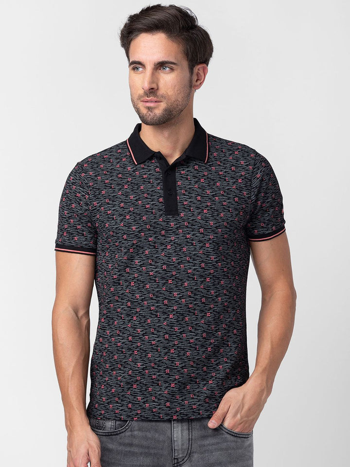 Being Human Men Pure Cotton Typography Printed Polo Collar T-shirt